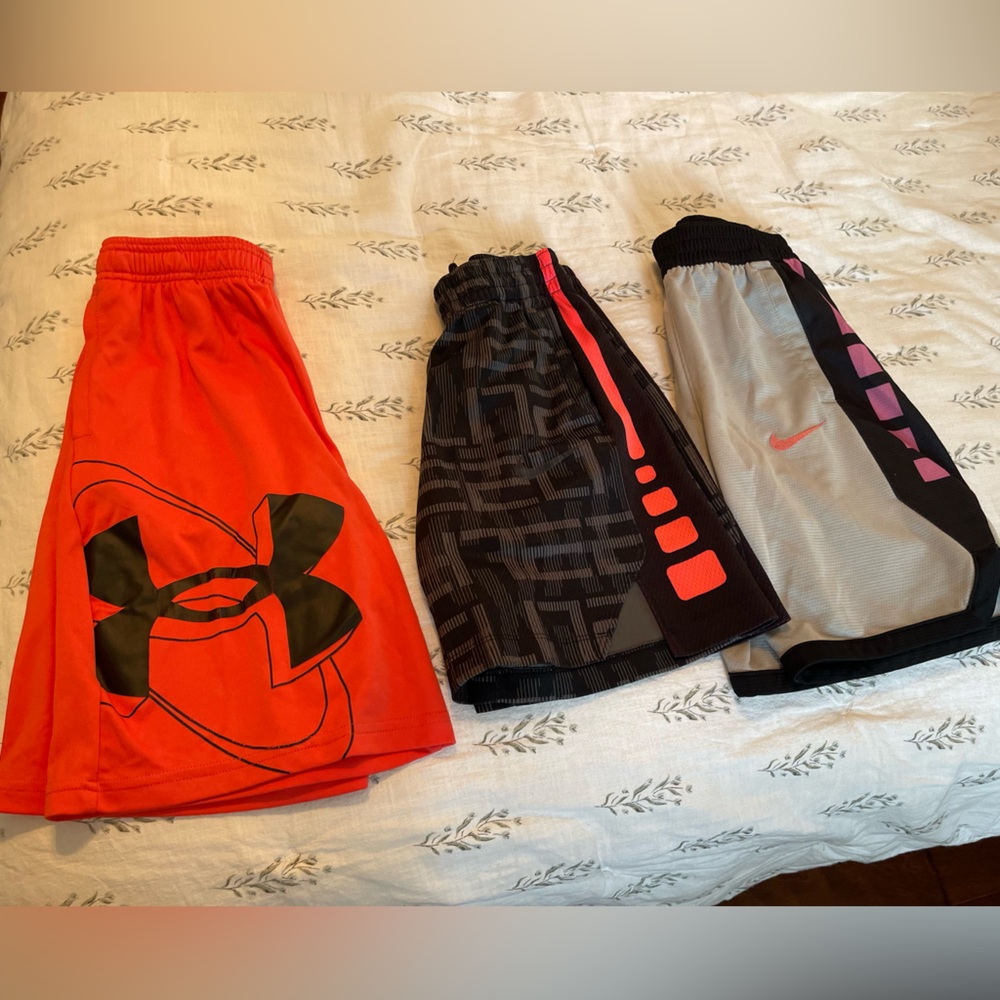 3 pairs boys athletic shorts Nike Under Armour